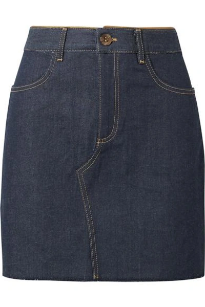 Shop Victoria Victoria Beckham Denim Mini Skirt In Mid Denim