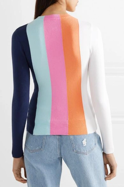 Shop Joostricot Striped Stretch Cotton-blend Sweater In Blue