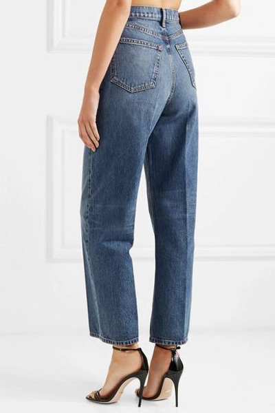 Shop Alexander Wang Crush High-rise Wide-leg Jeans In Mid Denim