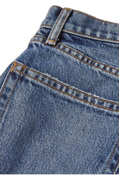 Shop Alexander Wang Crush High-rise Wide-leg Jeans In Mid Denim