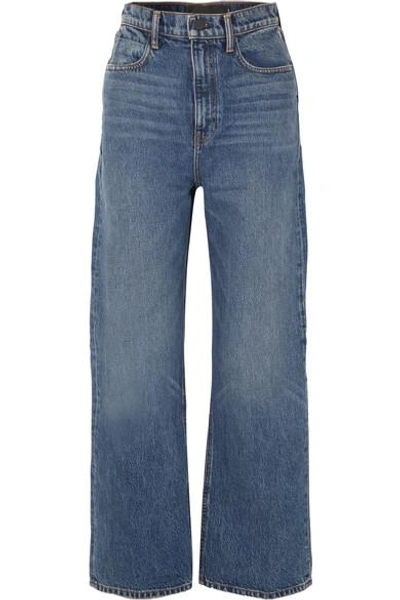 Shop Alexander Wang Crush High-rise Wide-leg Jeans In Mid Denim