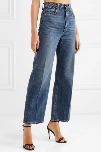 Shop Alexander Wang Crush High-rise Wide-leg Jeans In Mid Denim