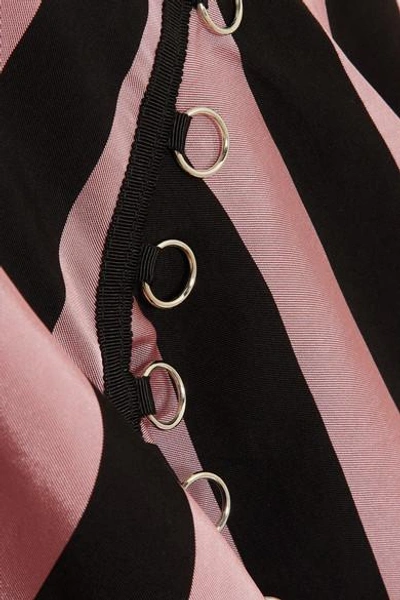 Shop Marques' Almeida Asymmetric Embellished Striped Satin-twill Midi Dress In Pink
