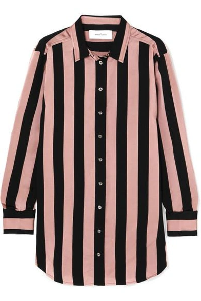 Shop Marques' Almeida Embellished Striped Satin-twill Shirt In Pastel Pink