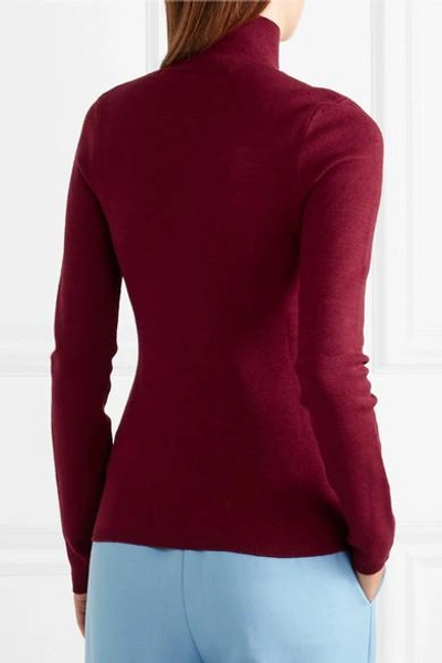 Shop Victoria Beckham Knitted Turtleneck Sweater In Burgundy