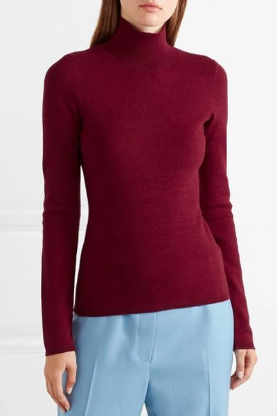 Shop Victoria Beckham Knitted Turtleneck Sweater In Burgundy