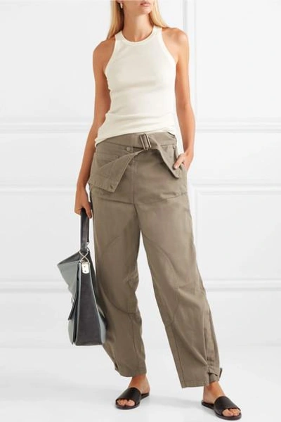 Shop Jw Anderson Belted Cotton-canvas Pants In Army Green