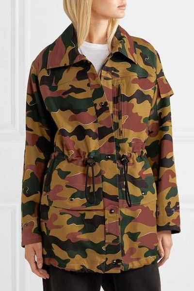 Shop Burberry Camouflage-print Cotton And Ramie-blend Canvas Jacket In Army Green