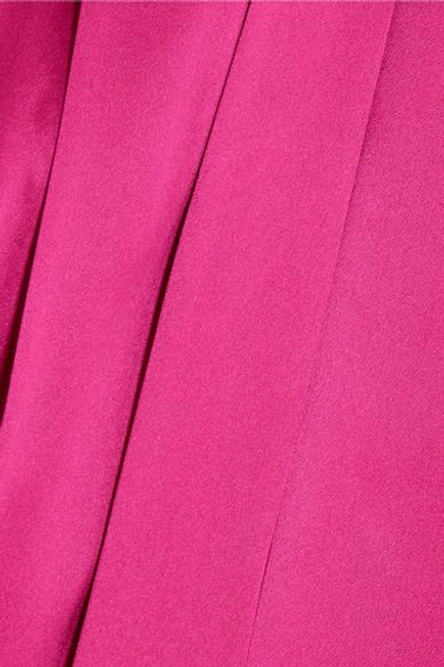 Shop Alessandra Rich Pleated Silk-satin Midi Dress In Fuchsia