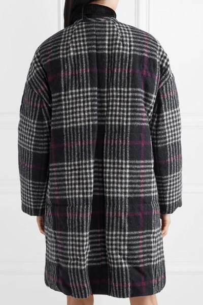 Shop Isabel Marant Harrison Oversized Plaid Wool Coat In Midnight Blue
