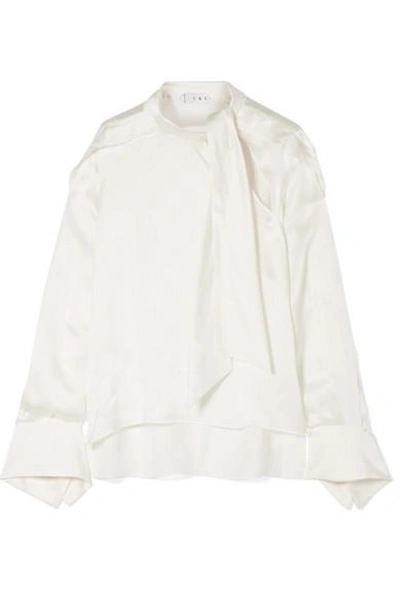Shop Tre Talulah Pussy-bow Silk-jacquard Blouse In White