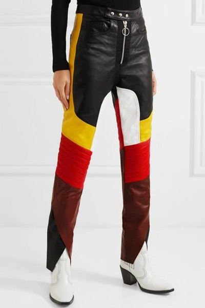Shop Marques' Almeida Color-block Leather Straight-leg Pants In Black