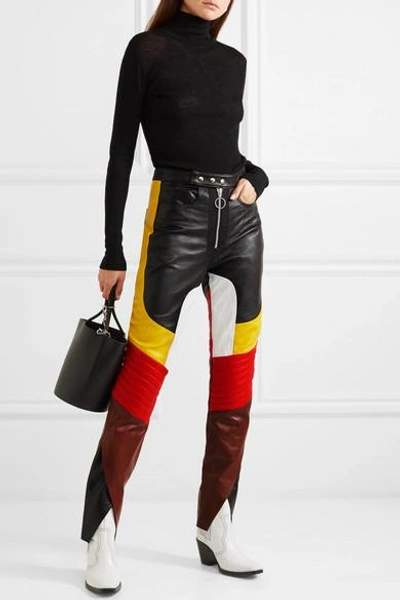 Shop Marques' Almeida Color-block Leather Straight-leg Pants In Black