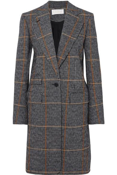 Shop Chloé Checked Houndstooth Woven Coat In Black