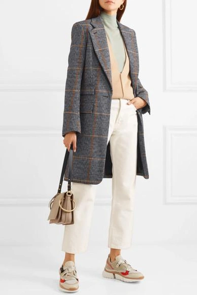 Shop Chloé Checked Houndstooth Woven Coat In Black