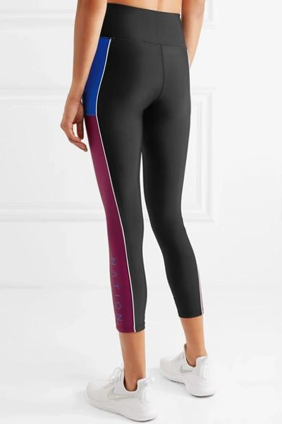 Shop P.e Nation Without Limits Striped Stretch Leggings In Black