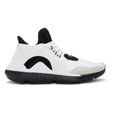 Shop Y-3 White Saikou Boost Sneakers In White/blk