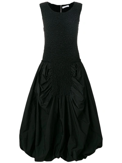 Shop Jw Anderson Smocked Bodice Balloon Dress - Black