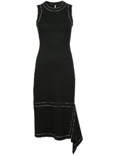 Shop Rosetta Getty Flared Asymmetric Midi Dress - Black