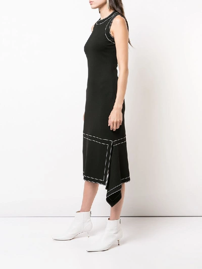 flared asymmetric midi dress