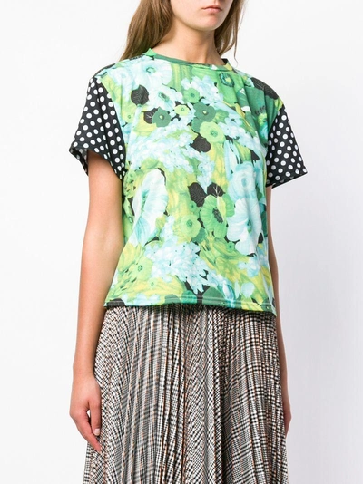 Shop Richard Quinn Dotted Sleeve Floral T In Green