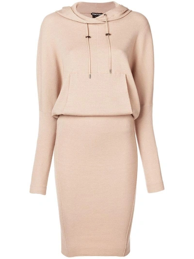 Shop Tom Ford Hooded Knit Dress - Neutrals