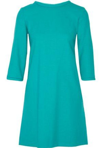 Shop Goat Woman Lola Wool-crepe Mini Dress Turquoise