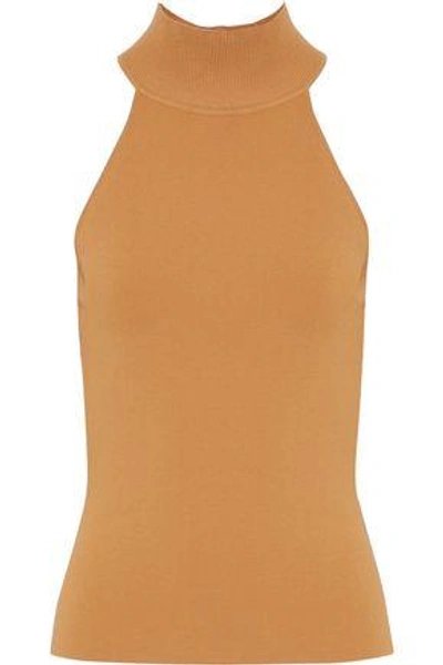 Shop Derek Lam Woman Stretch-knit Turtleneck Top Camel