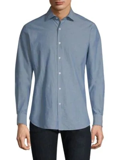 Shop Boglioli Cotton Button-down Shirt In Chambray