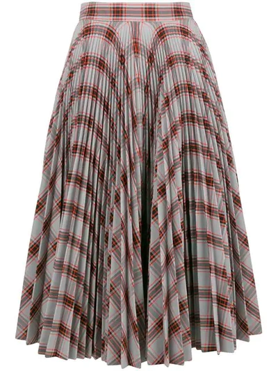 Shop Calvin Klein 205w39nyc Checked Pleated Skirt In Grey