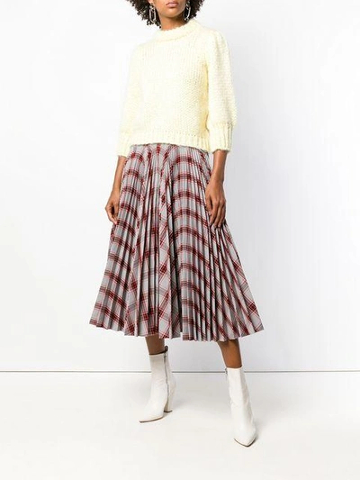 Shop Calvin Klein 205w39nyc Checked Pleated Skirt In Grey