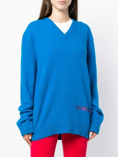 Shop Calvin Klein 205w39nyc Oversized Logo Sweater In Blue
