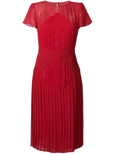 Shop Capucci Pleated Midi Dress - Red