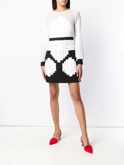 Shop Capucci Contrast Long-sleeve Mini Dress - Black