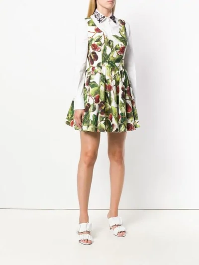 Shop Dolce & Gabbana Fig Print Circle-skirt Dress - White