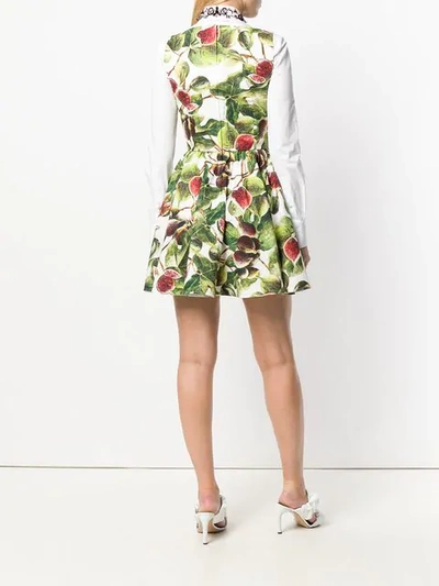 Shop Dolce & Gabbana Fig Print Circle-skirt Dress - White