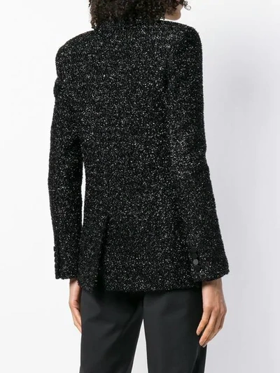 Shop Saint Laurent Tuxedo Style Sequin Blazer In 1000 Black