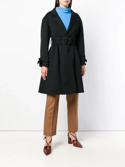 Shop Fendi Belted Coat In Black