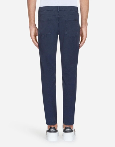 Shop Dolce & Gabbana Five-pocket Pants In Stretch Cotton In Blue