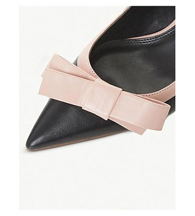 Shop Dune Clemmie Bow Trim Slingback Leather Courts In Black-leather