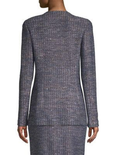 Shop St John Copper Sequn Tweed Knit Jacket In Grey