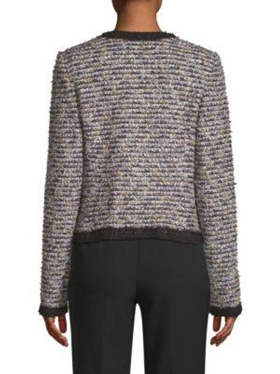 Shop St John Inlaid Eyelash Tweed Knit Jacket In Caviar Multi