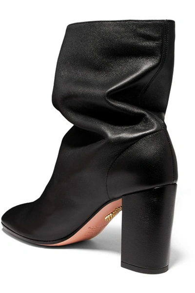 Shop Aquazzura Boogie 85 Leather Ankle Boots In Black
