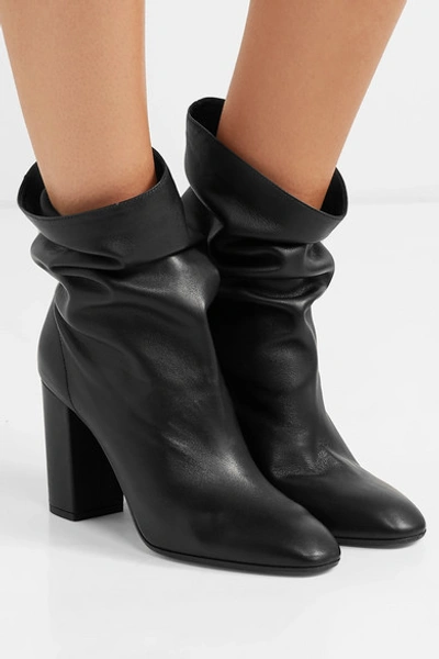 Shop Aquazzura Boogie 85 Leather Ankle Boots In Black