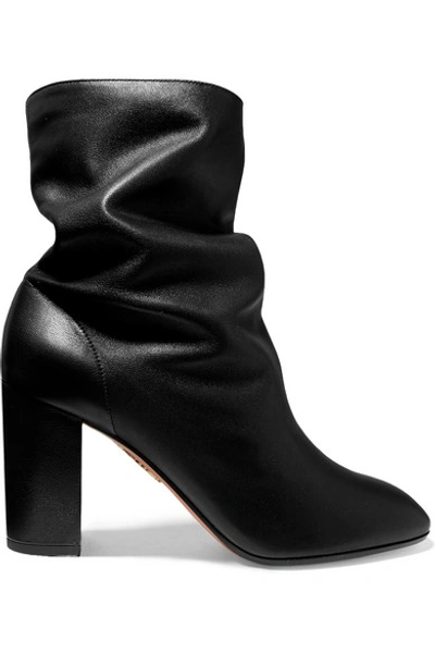 Shop Aquazzura Boogie 85 Leather Ankle Boots In Black