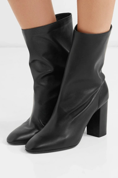 Shop Aquazzura Boogie 85 Leather Ankle Boots In Black