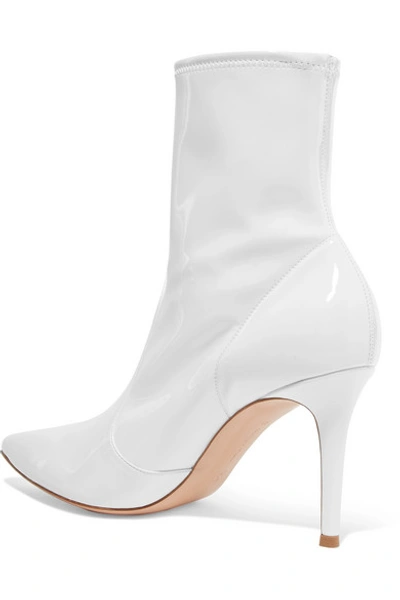 Shop Gianvito Rossi 85 Patent-leather Ankle Boots In White