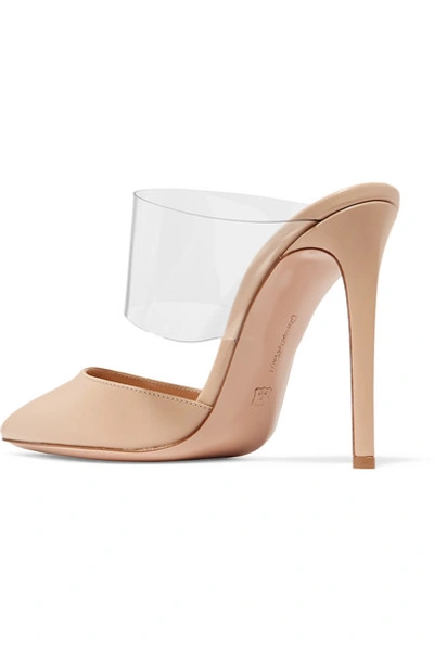 Shop Gianvito Rossi Virtua 105 Pvc And Leather Mules In Neutral