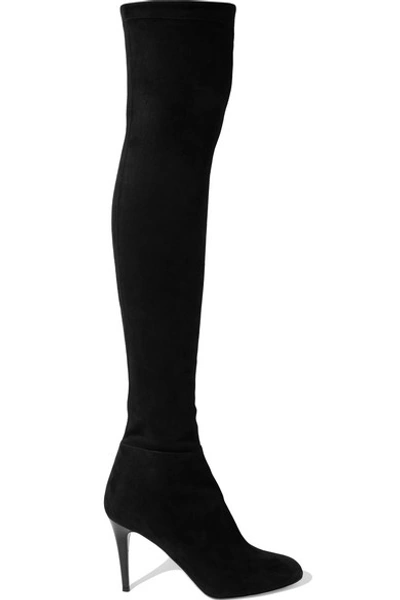 Shop Jimmy Choo Toni 90 Stretch-suede Over-the-knee Boots In Black