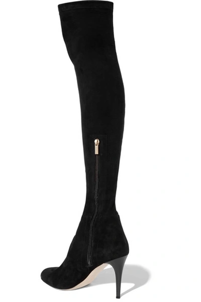 Shop Jimmy Choo Toni 90 Stretch-suede Over-the-knee Boots In Black